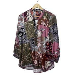 Soft Surroundings Alvadore Fleur Patchwork Tunic Top PM Boho Bandana Folk NWT